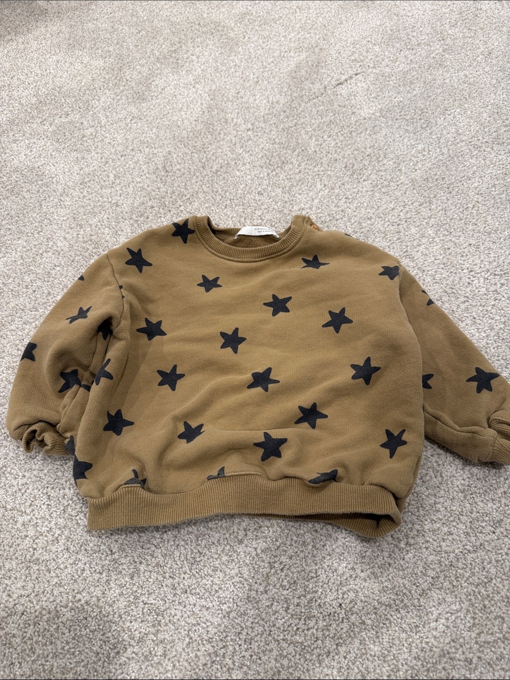 Star-Print Crewneck Sweater - Brown/olive with navy stars